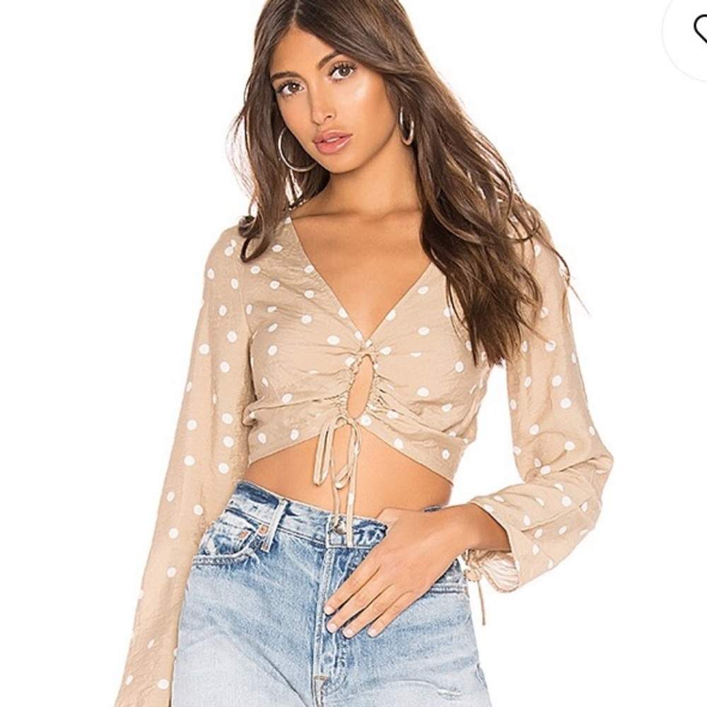 SuperDown Polka Dot Keyhole Top